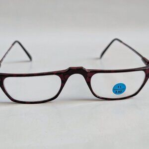 NWT Vintage 90's Carbon Fiber Rectangle Half Frame Reading Glasses (Burgundy)